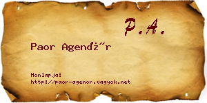 Paor Agenór névjegykártya